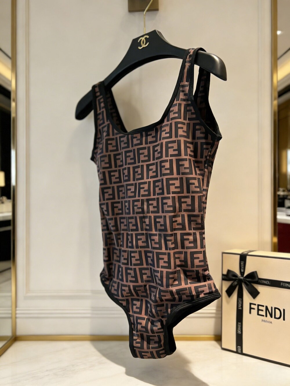 Fendi FF Monogram Square Neck Swimsuit - Picture 4 of 6